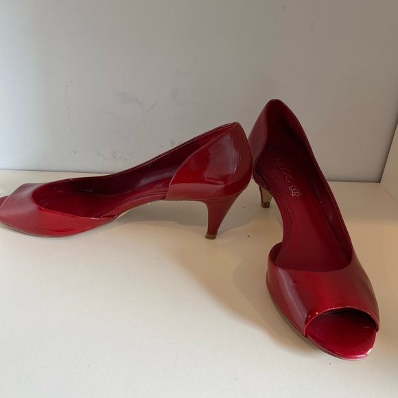 Aldo Red Kitten Heels with Peep Toe size 39 - Picture 4 of 8